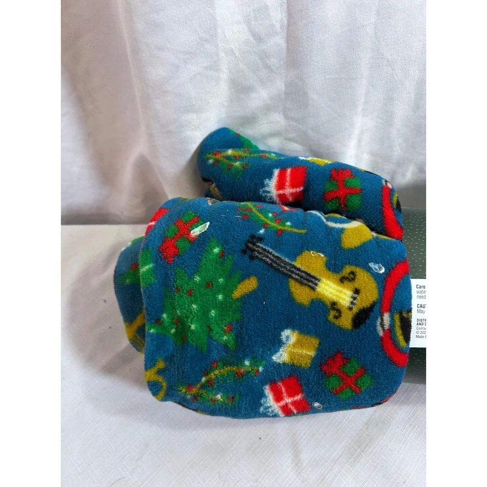 Holiday Tails Pet Throw 50x60 Blue Nutcracker Holiday Christmas Fleece Blanket